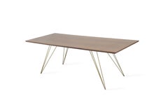 Table basse en épingle à cheveux William Rectangulaire Noyer Brassy Gold