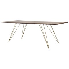 Williams Hairpin Coffee Table Rectangular Walnut Brassy Gold