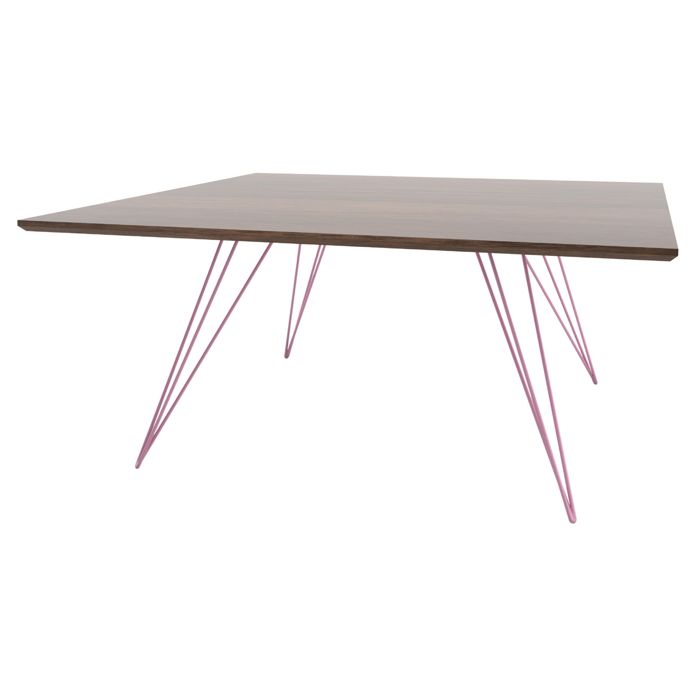 Table basse rectangulaire en noyer rose à épingle à cheveux Williams en vente