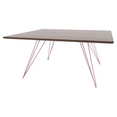 Table basse rectangulaire en noyer rose à épingle à cheveux Williams