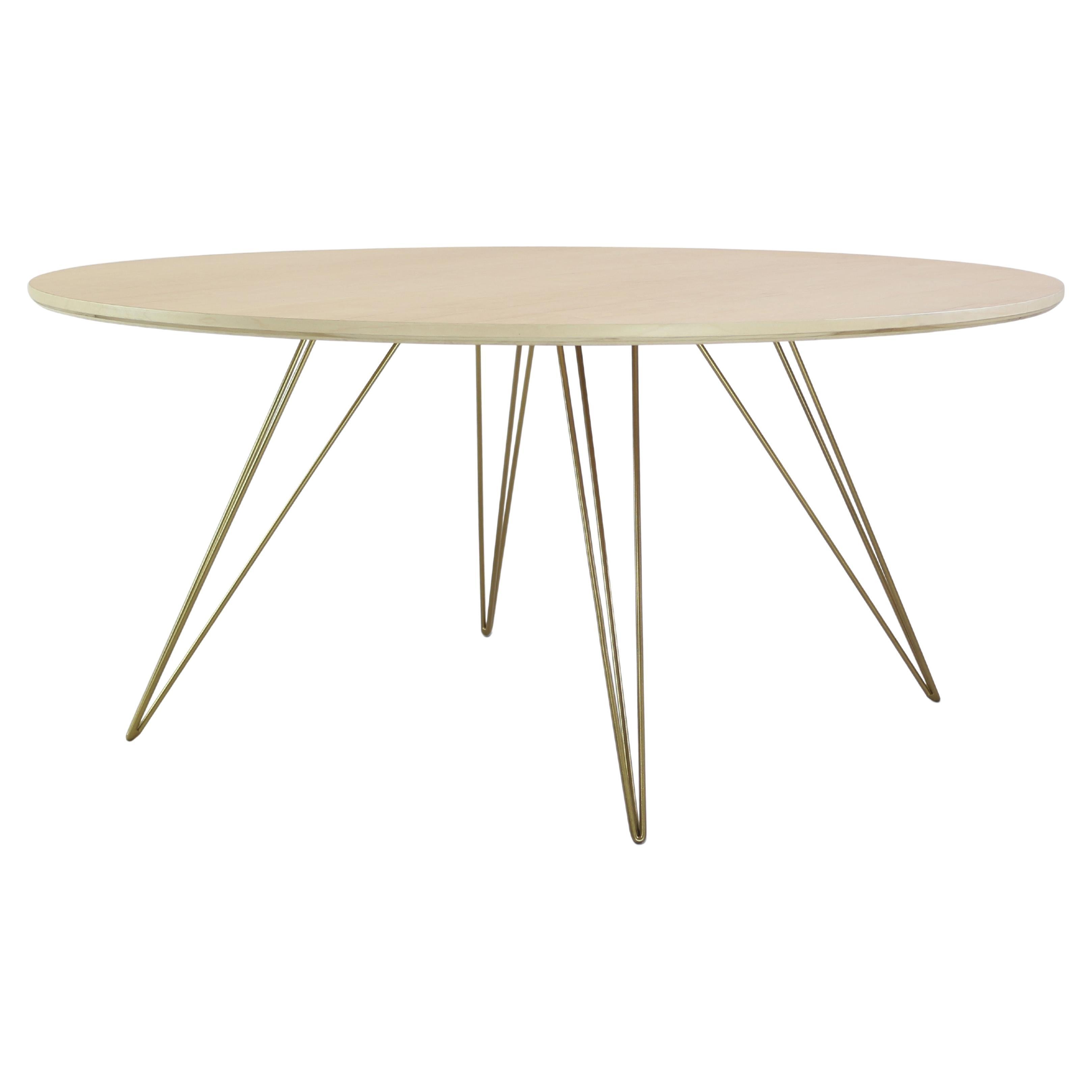 Williams Hairpin Coffee Table Round Maple Brassy Gold