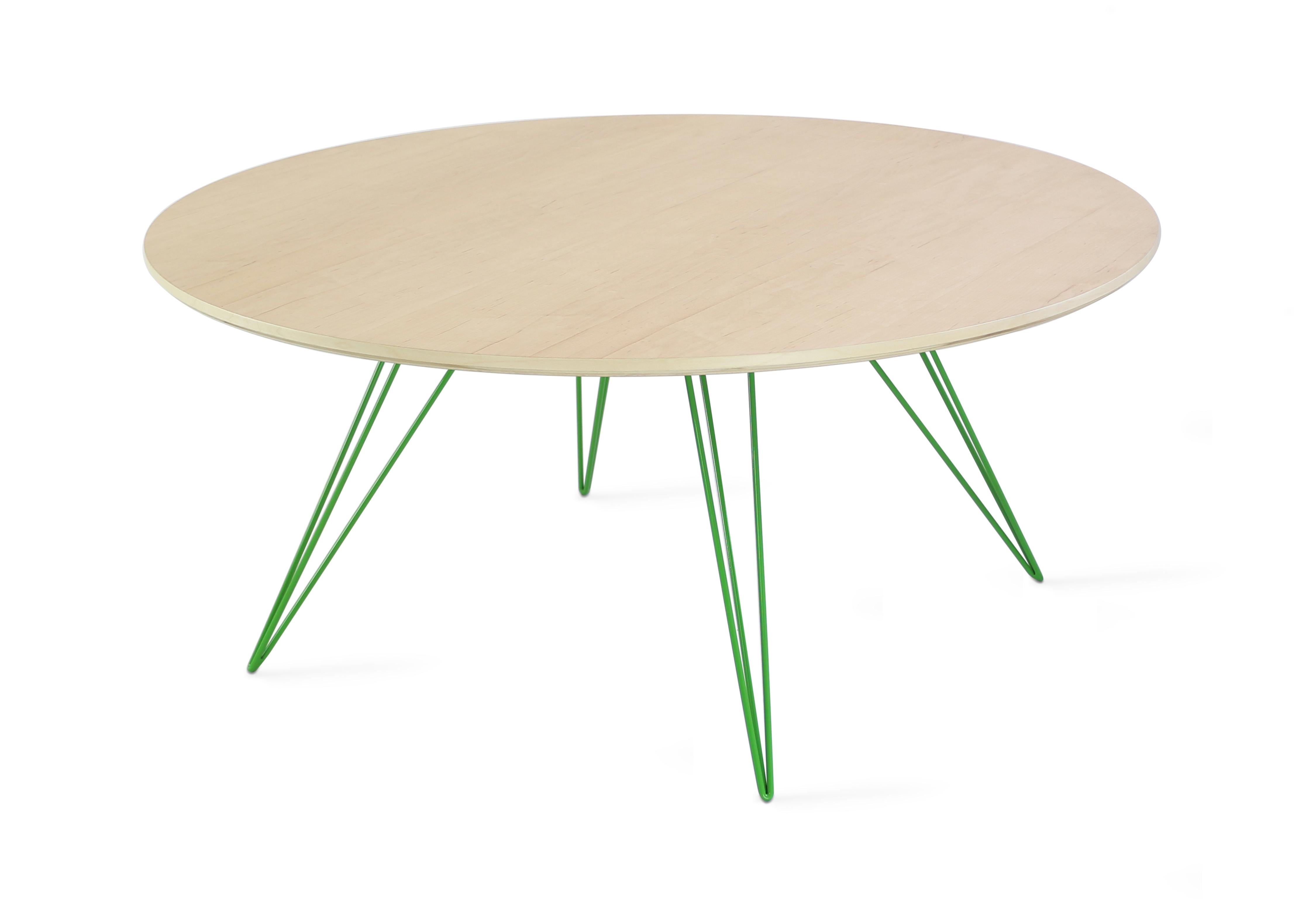 A thin, elegant and light table that can be customized to any shape, size and color desired. This handcrafted item perfectly blends industrial hairpin legs with a beveled wooden top. The irregular beauty of its natural wood combined with its simple