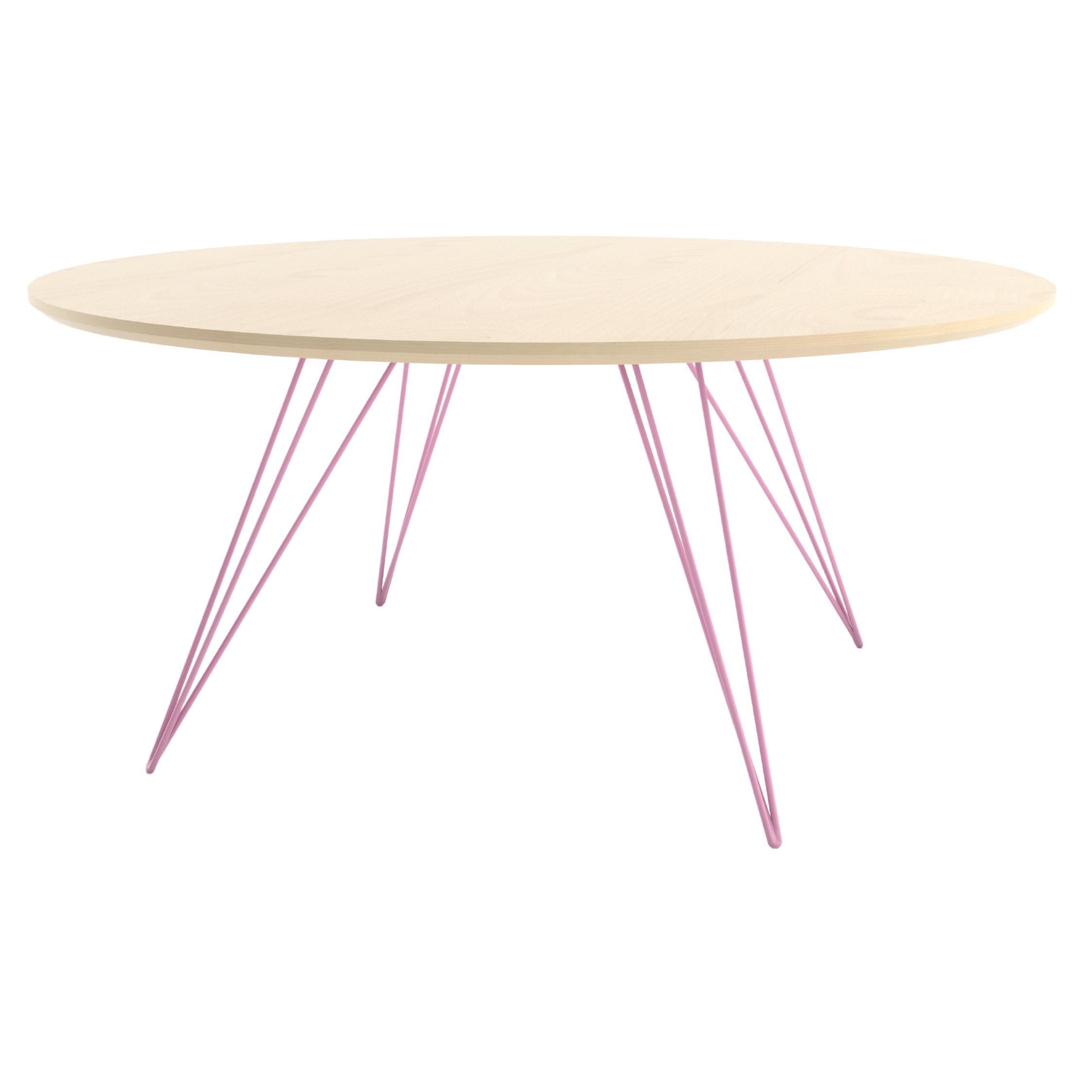 Williams Hairpin Coffee Table Round Maple Pink For Sale