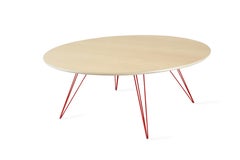 Table basse ronde en épingle à cheveux Williams en érable rouge