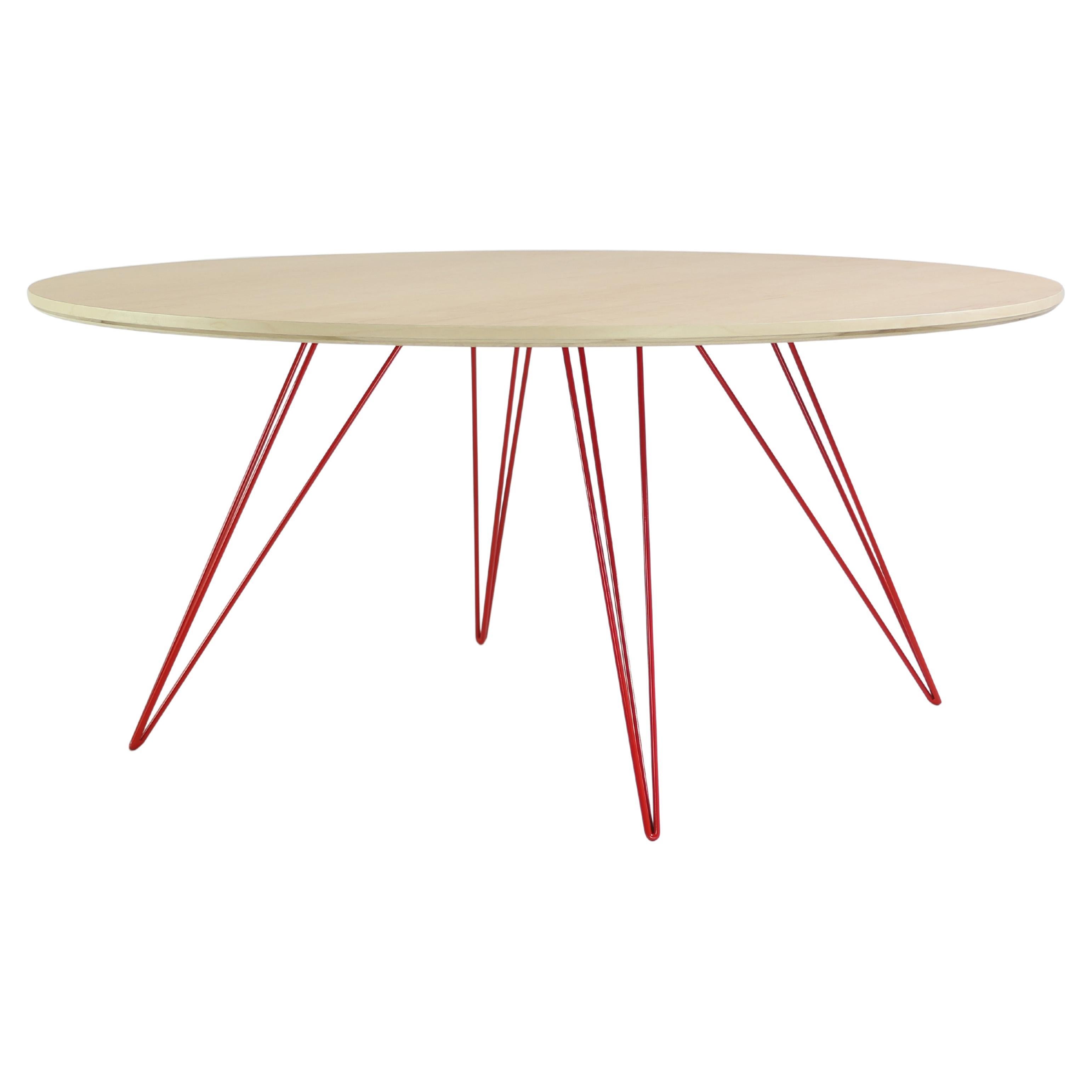 Williams Hairpin Coffee Table Round Maple Red For Sale