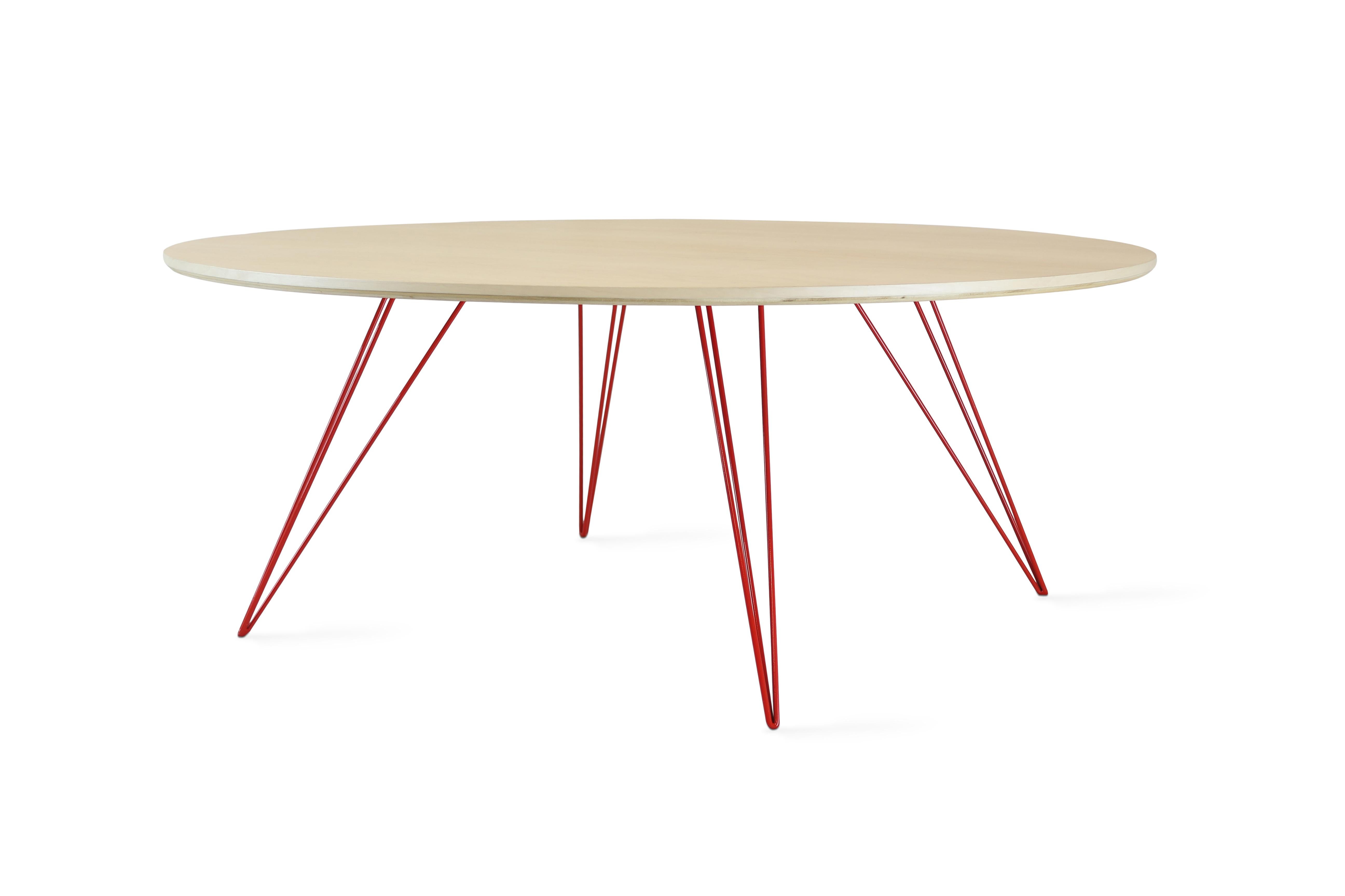 Williams Hairpin Coffee Table Round Maple Red For Sale