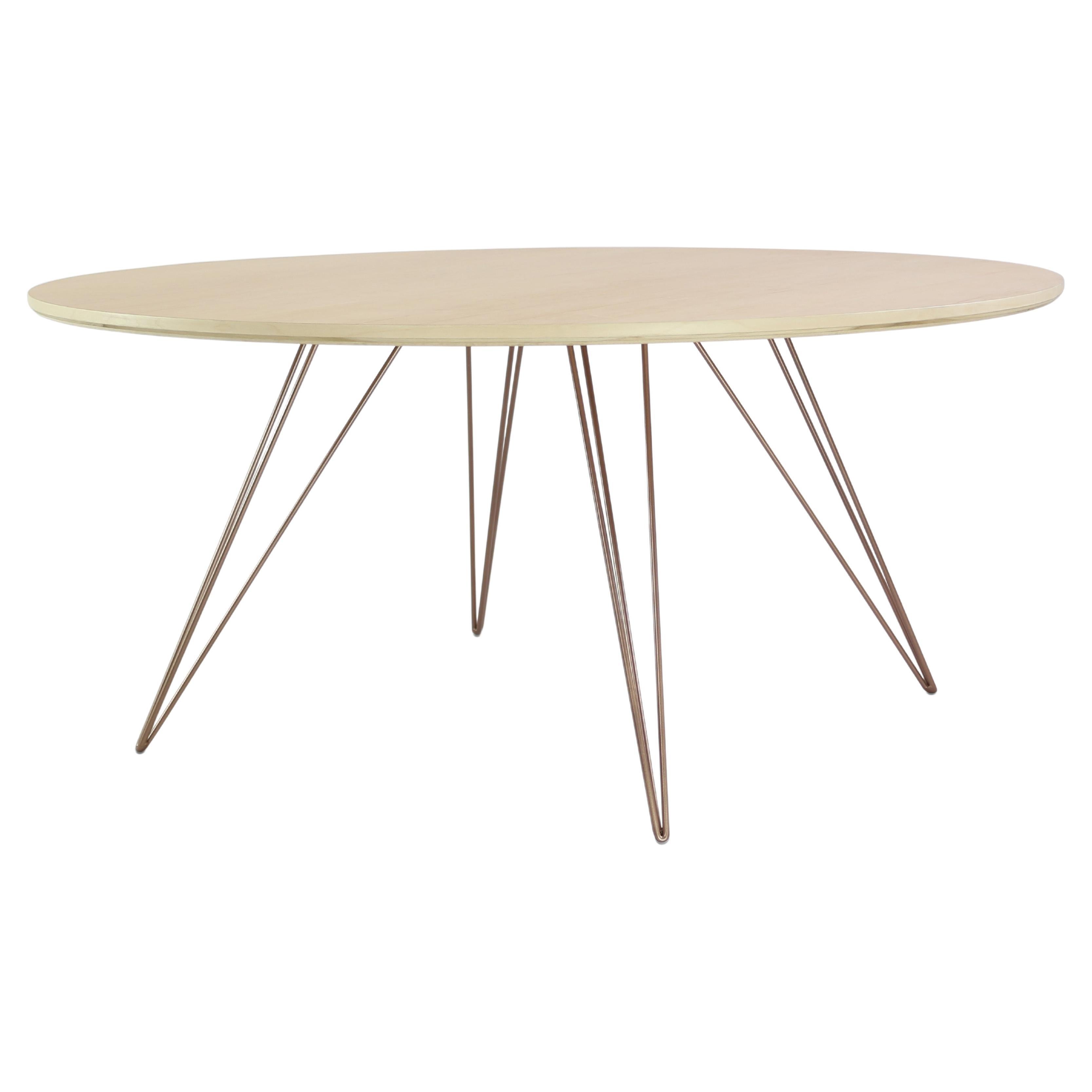 Williams Hairpin Coffee Table Round Maple Rose Copper