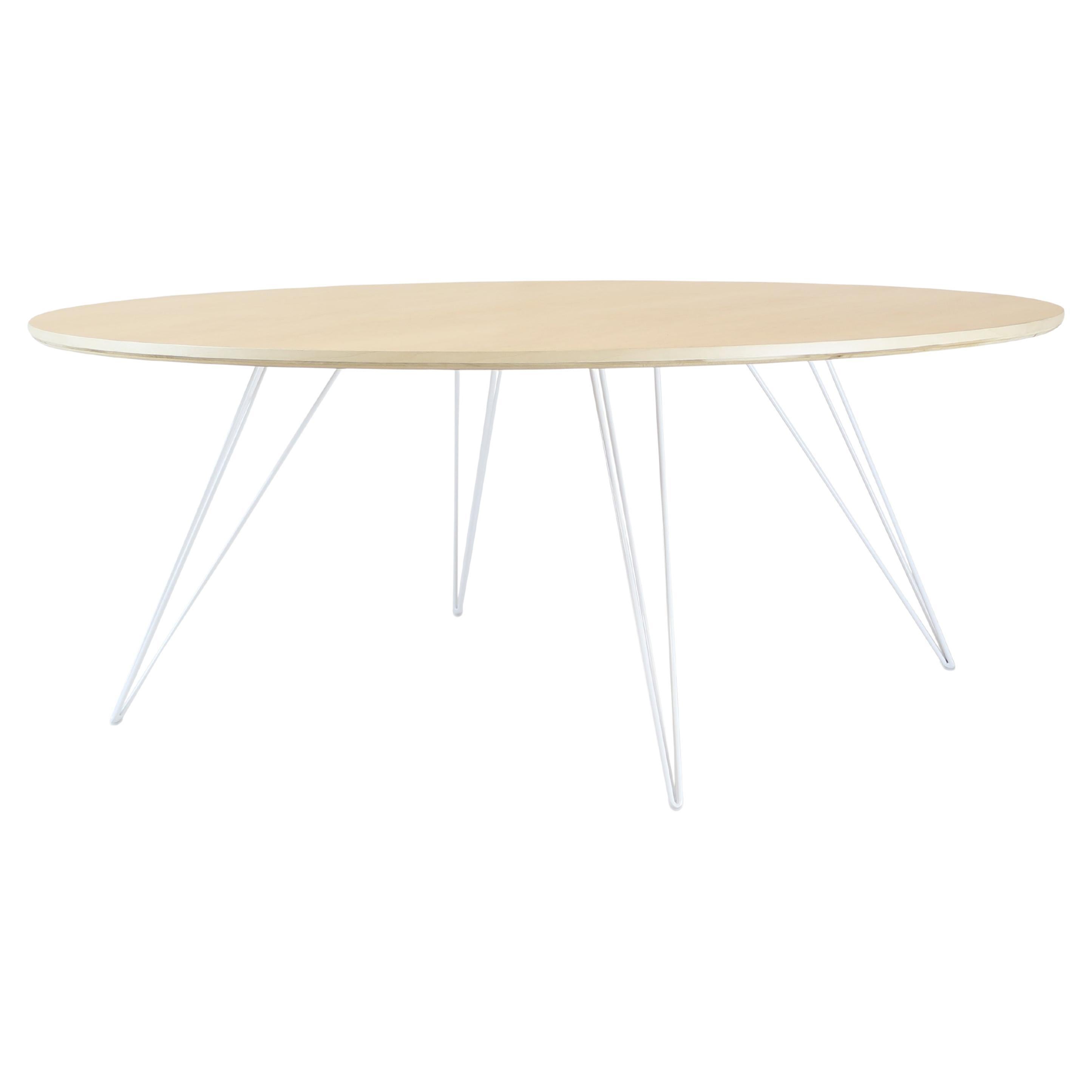 Williams Hairpin Coffee Table Round Maple White For Sale