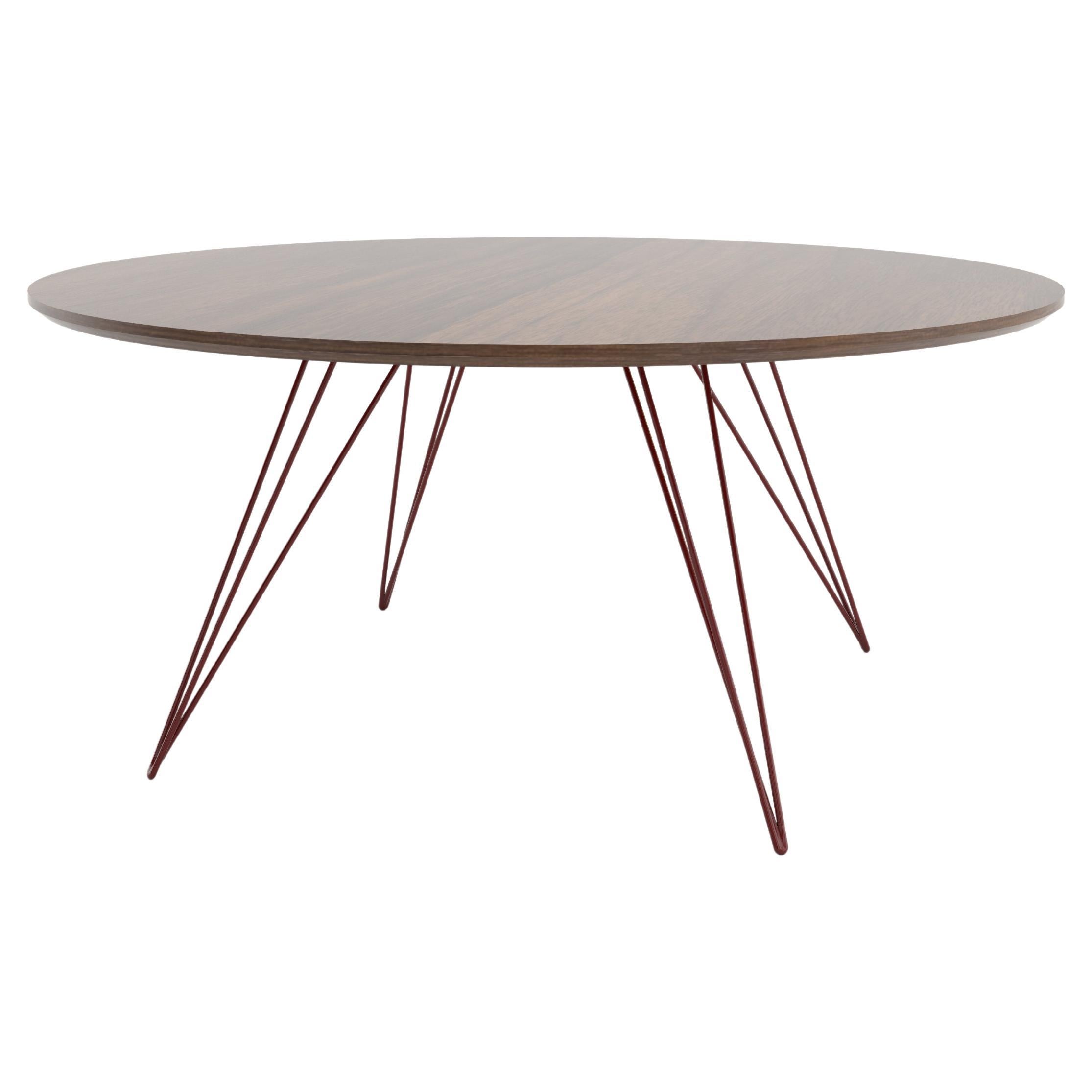 Williams Hairpin Coffee Table Round Walnut Blood Red For Sale