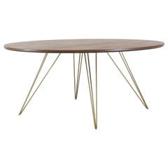 Williams Hairpin Coffee Table Round Walnut Brassy Gold