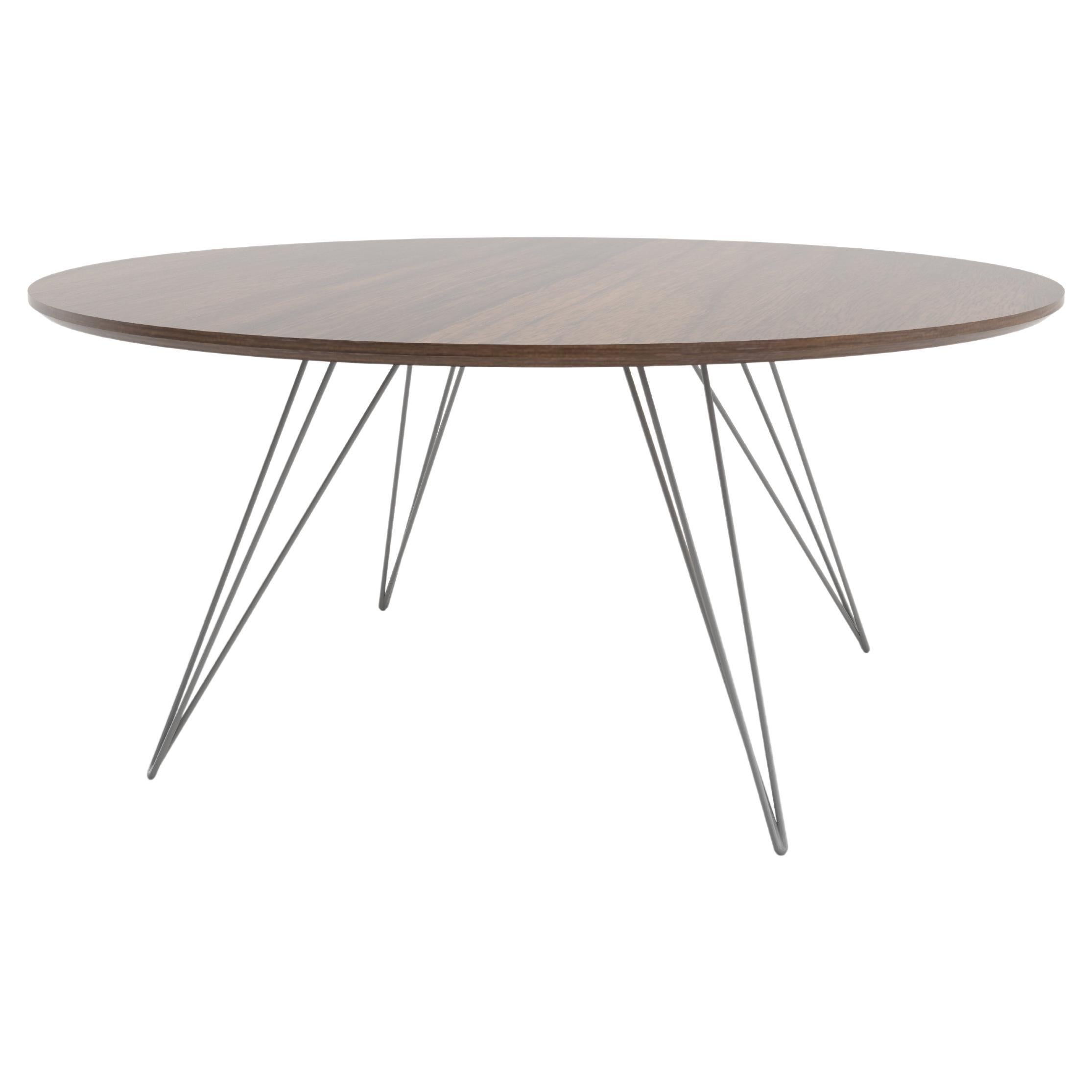 Table basse ronde en épingle à cheveux Williams en noyer gris