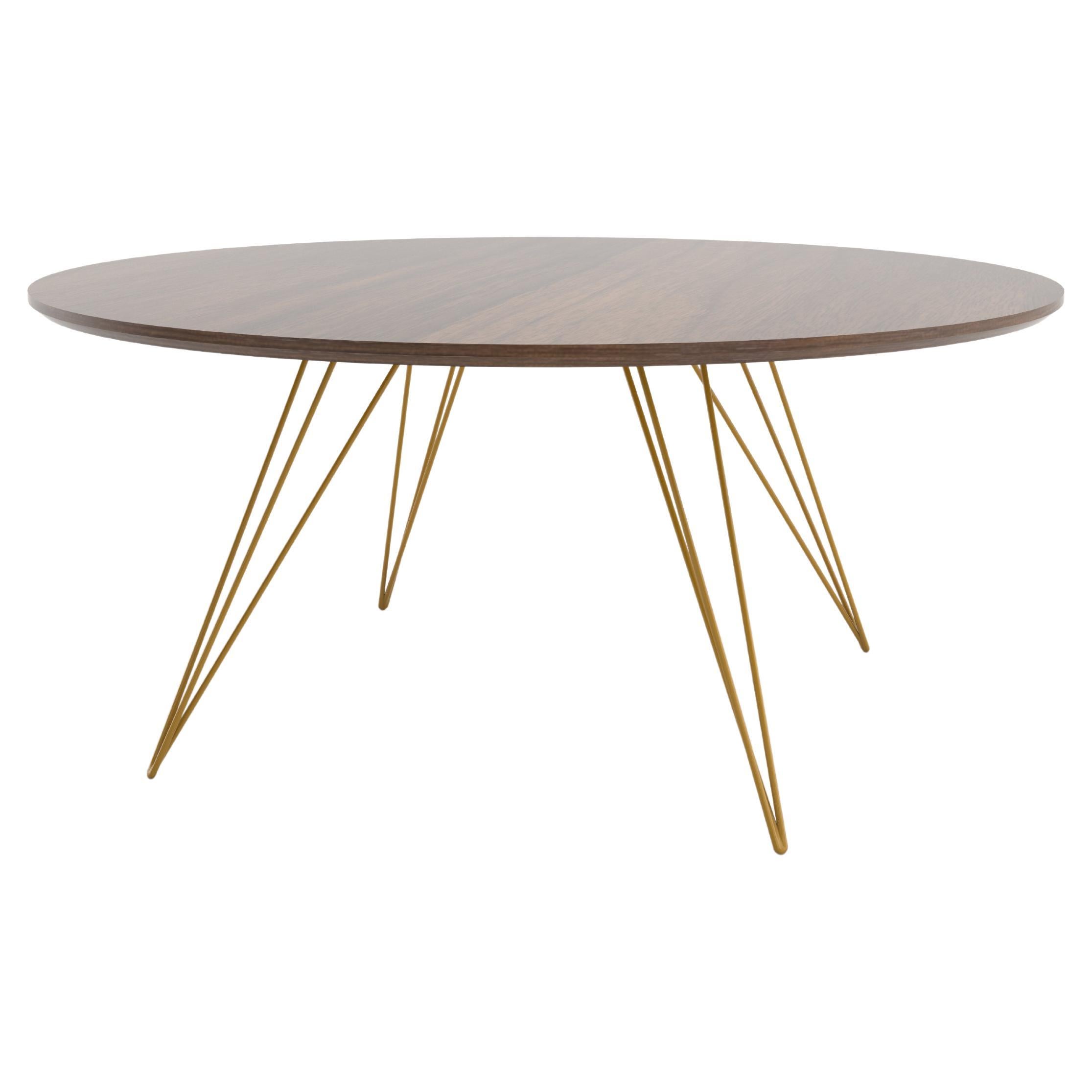 Williams Hairpin Coffee Table Round Walnut Mustard For Sale
