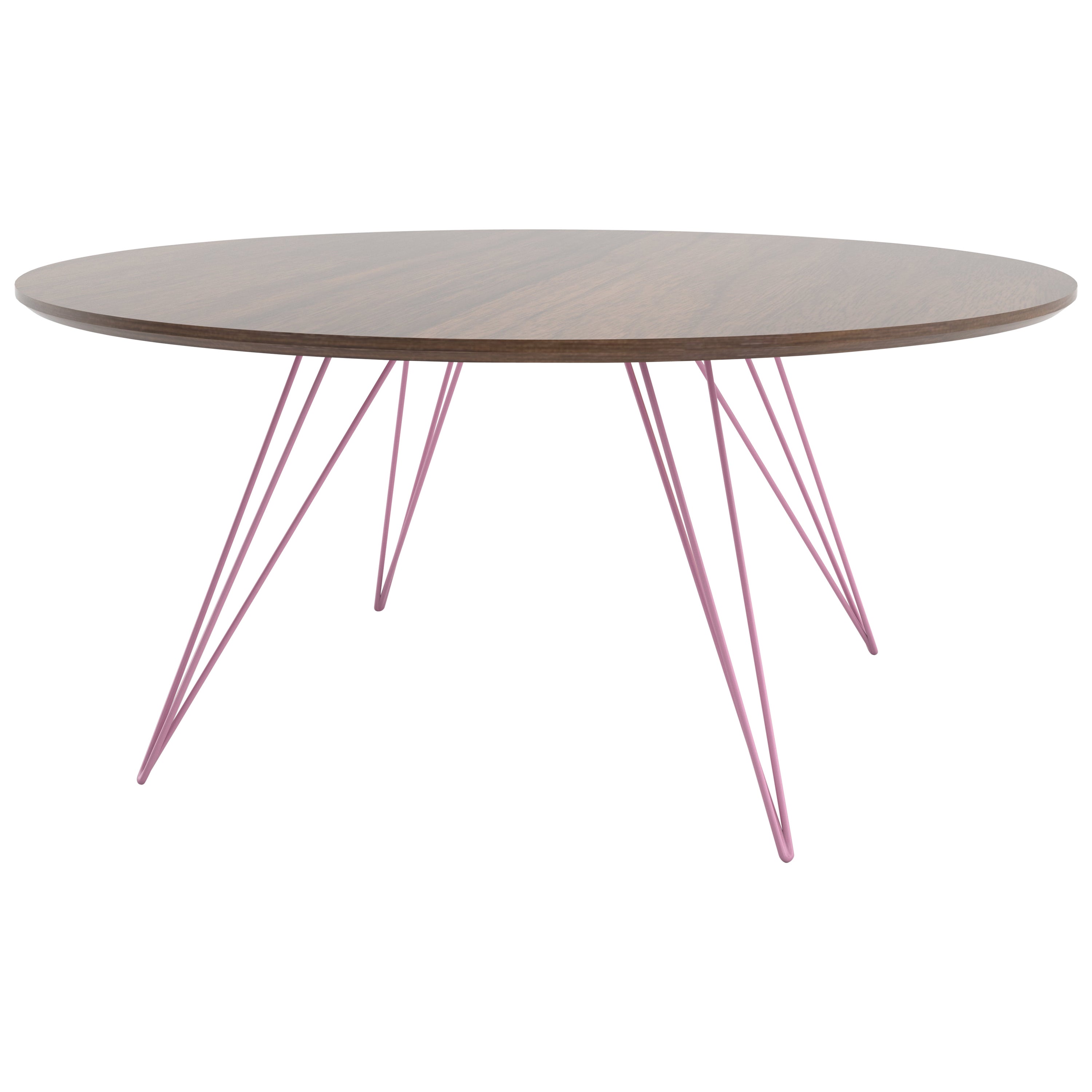 Tavolino Williams Hairpin Rotondo Noce Rosa