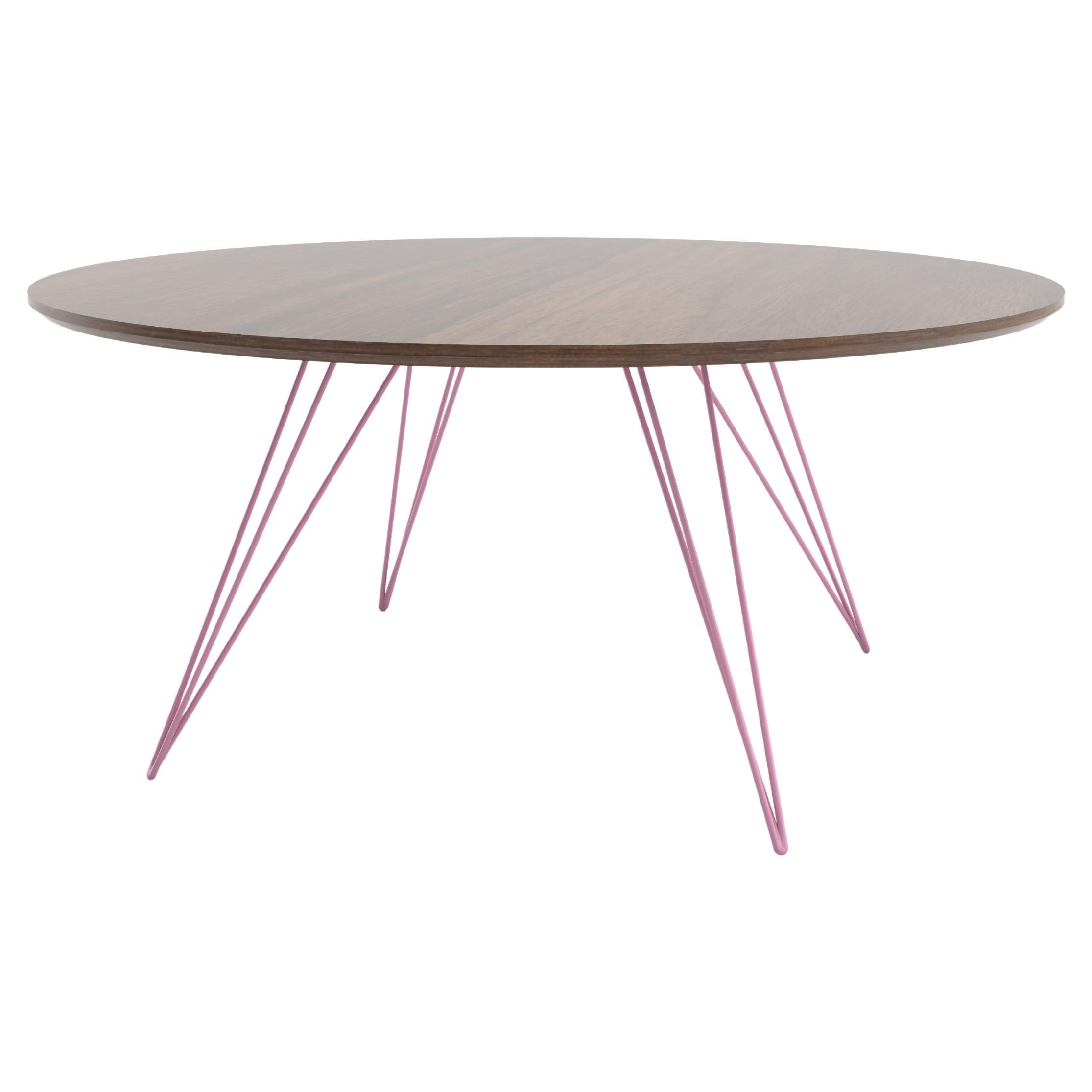 Table basse ronde en épingle à cheveux Williams en noyer rose