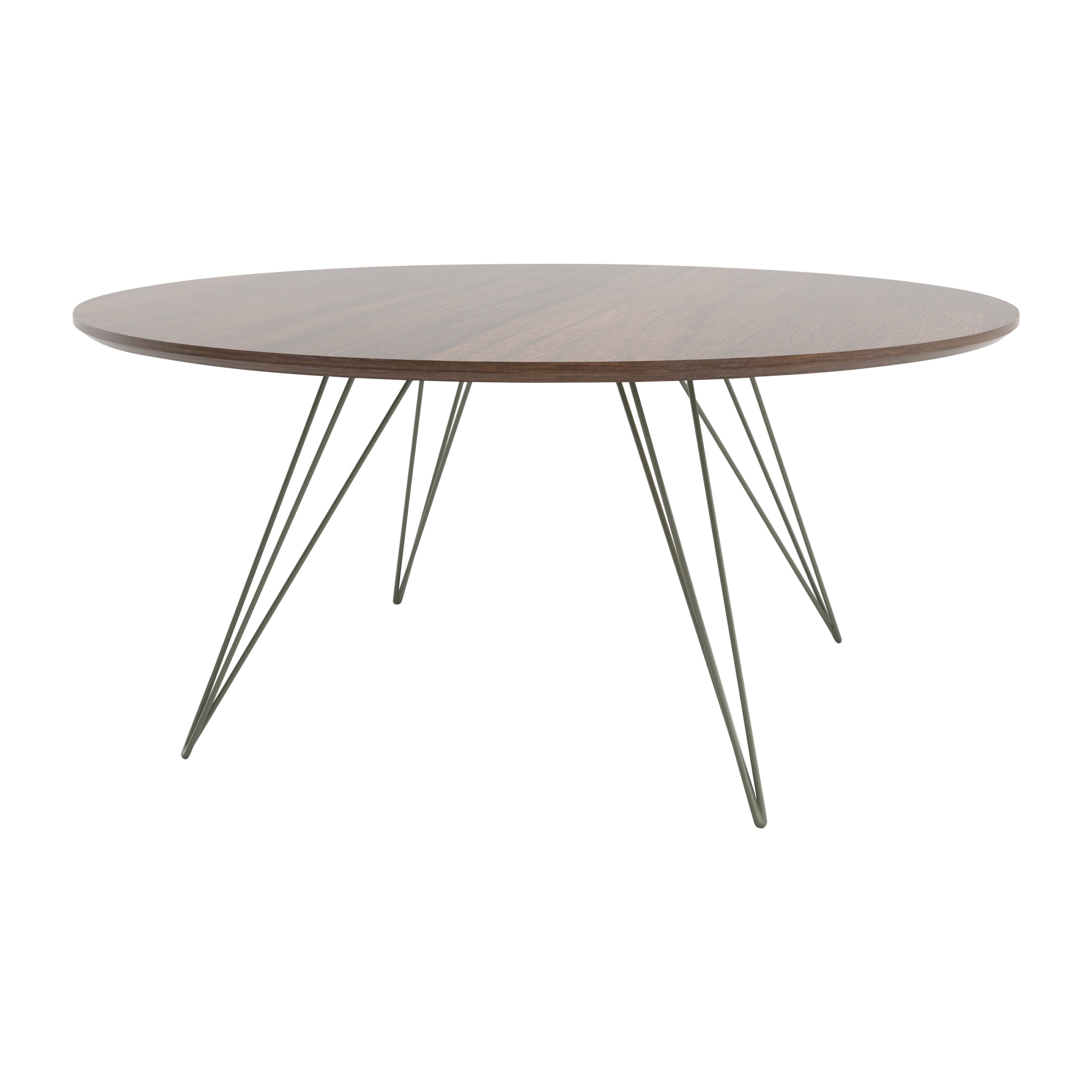 Williams Hairpin Coffee Table Round Walnut Prairie Green