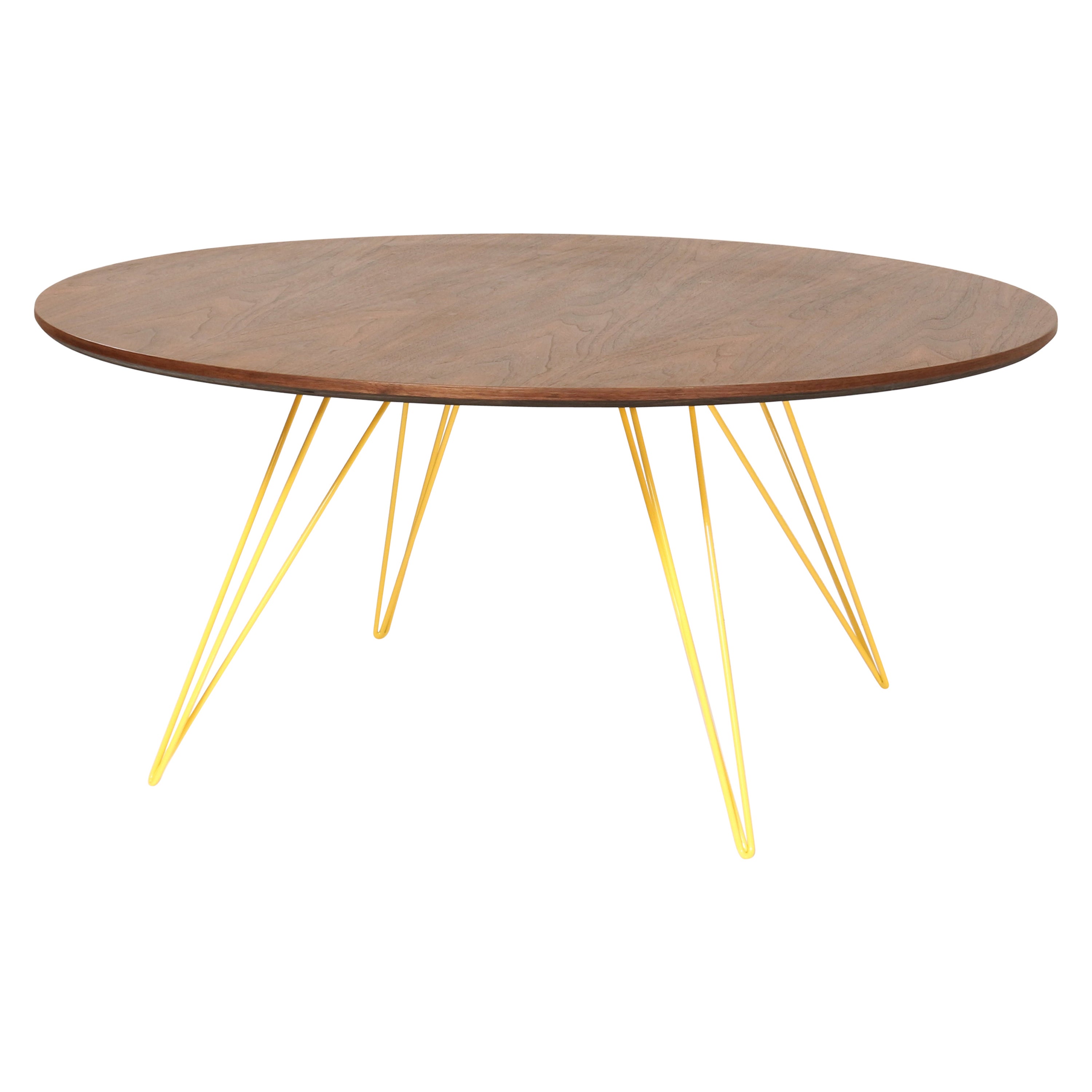 Williams Hairpin Coffee Table Round Walnut Yellow