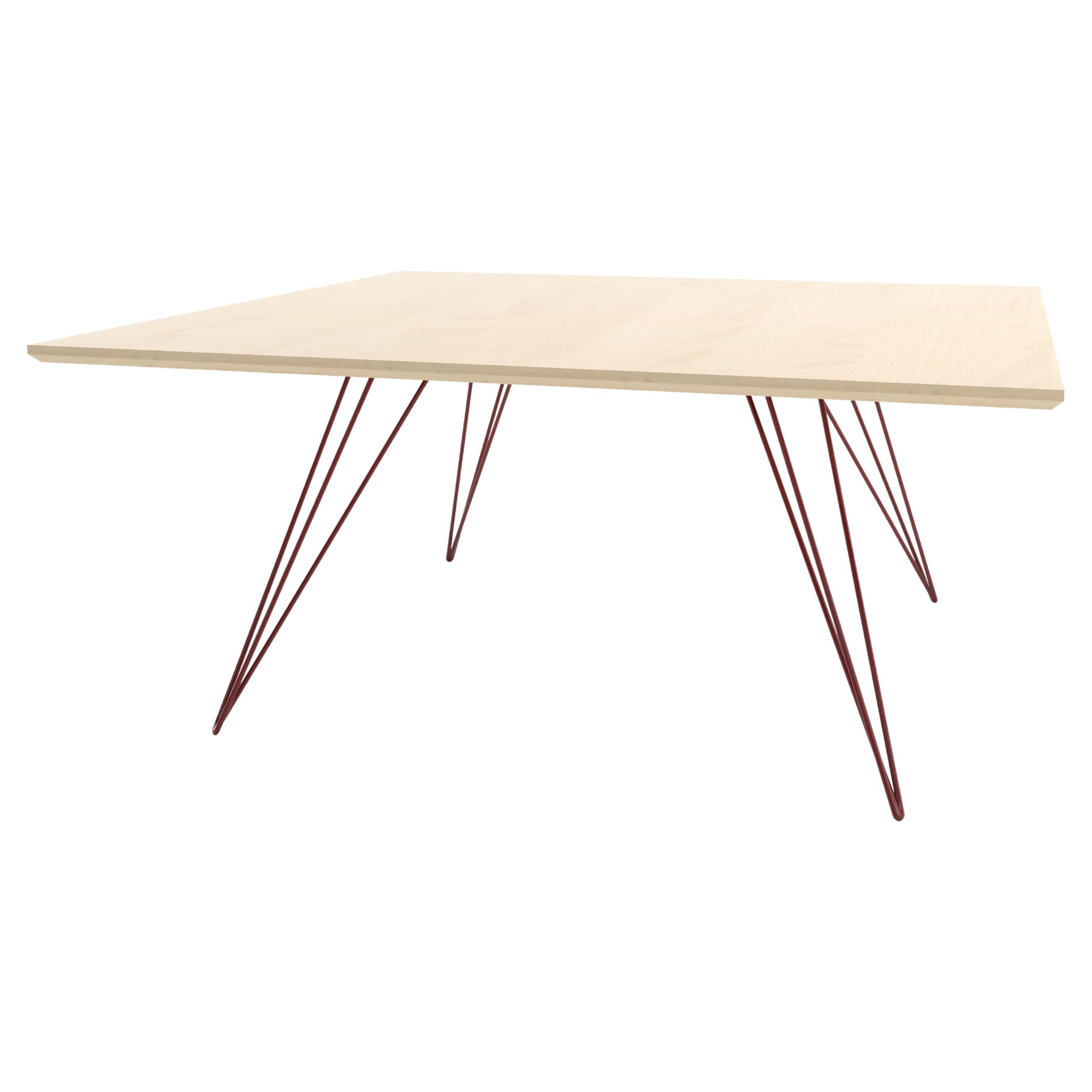 Williams Hairpin Coffee Table Square Maple Blood Red For Sale