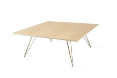 Williams Hairpin Couchtisch, quadratisch, Ahorn, Messing, Gold