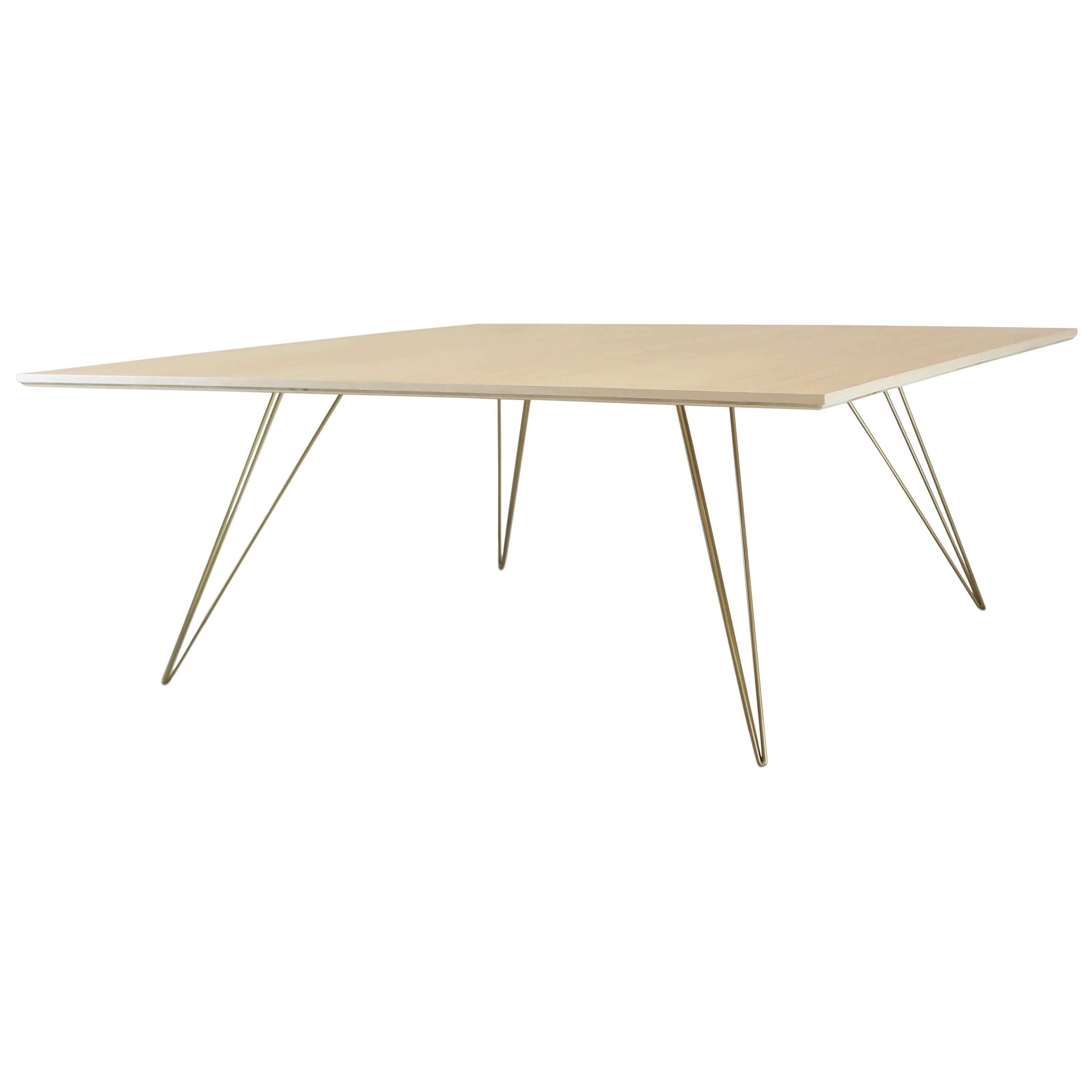 Williams Hairpin Coffee Table Square Maple Brassy Gold