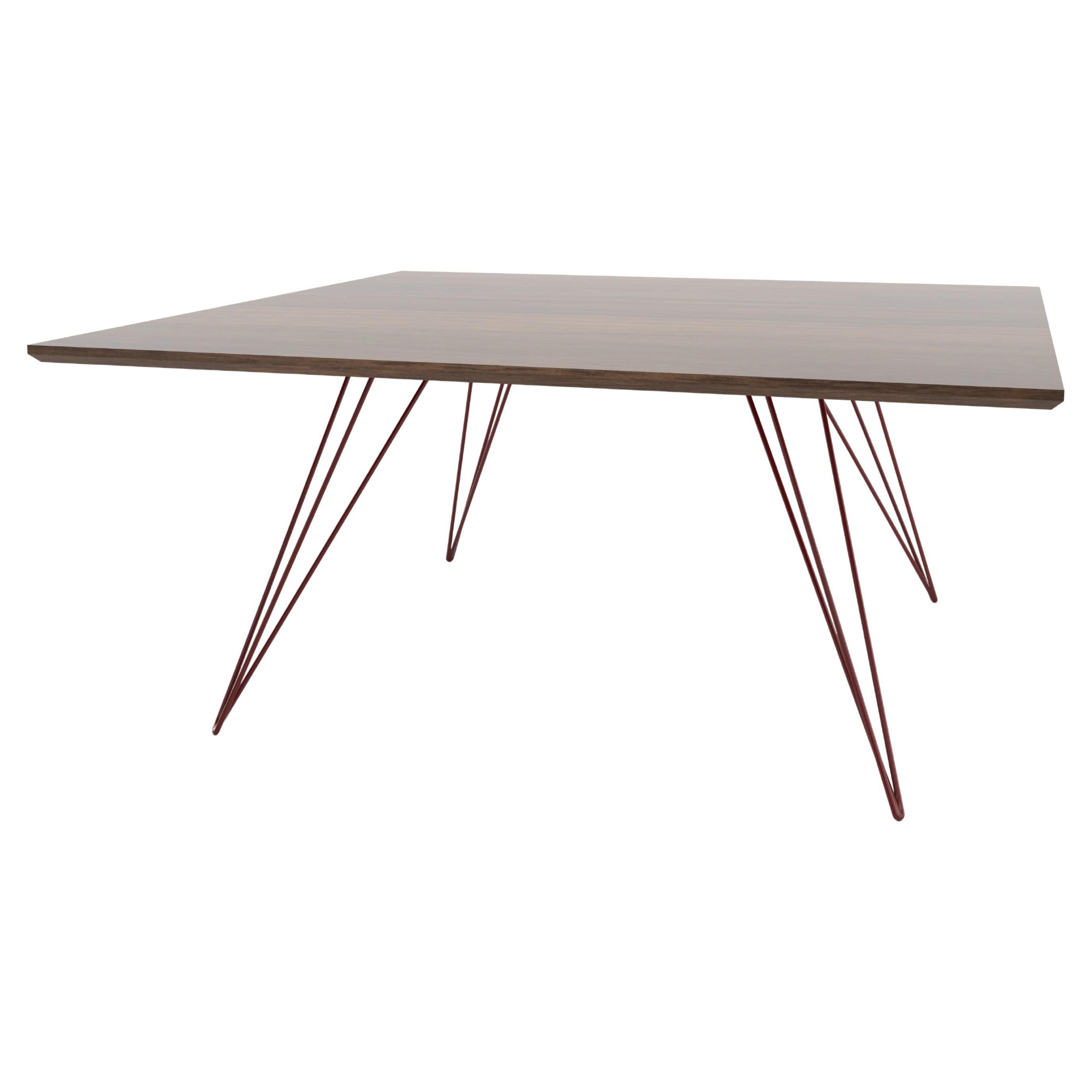 Williams Hairpin Coffee Table Square Walnut Blood Red