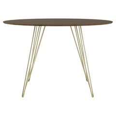 Williams Hairpin Dining Oval Table Walnut Brassy Gold