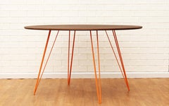 Williams Hairpin Dining Oval Table Walnut Orange