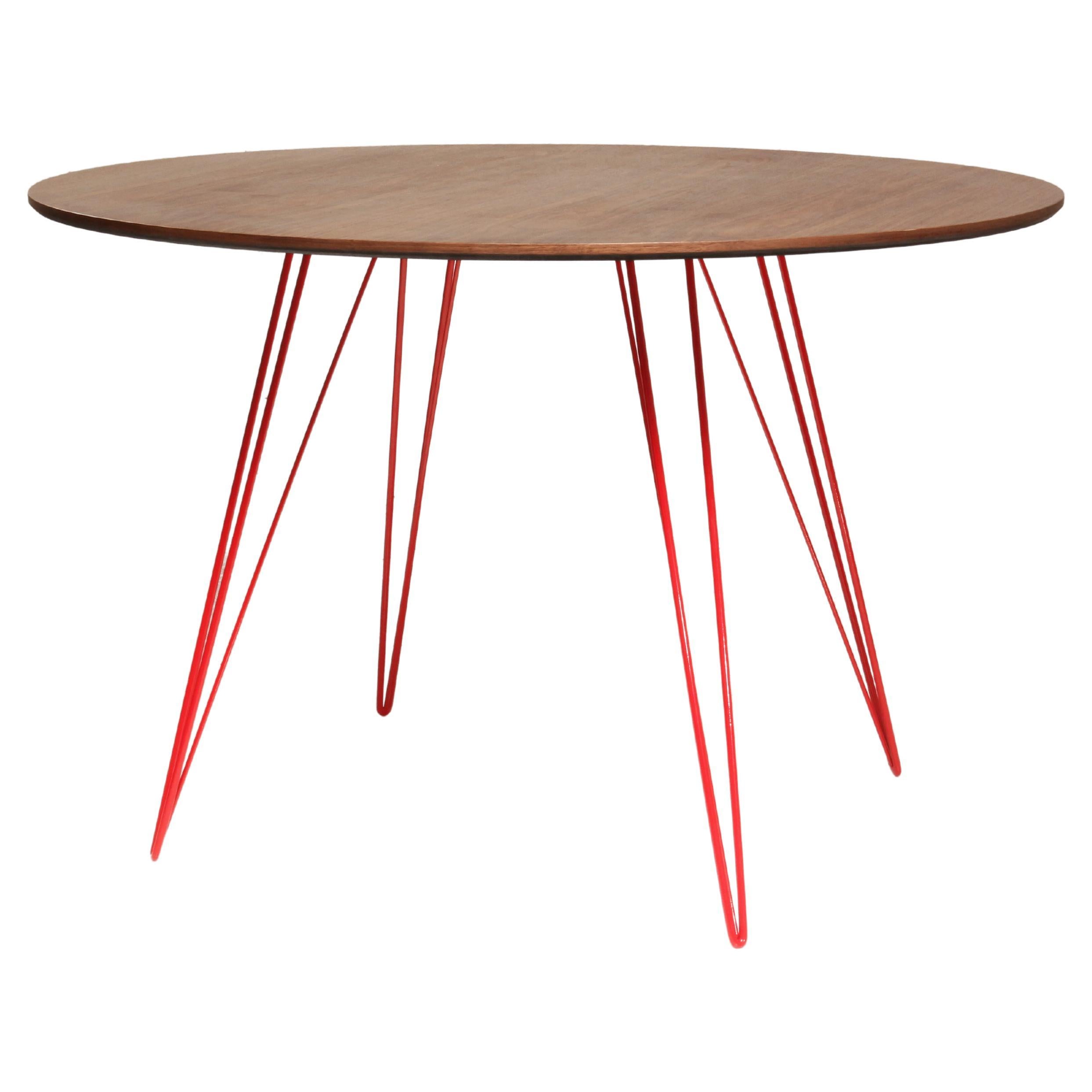 Williams Hairpin Dining Oval Table Walnut Red