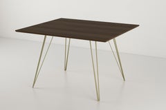 Williams Hairpin Dining Rectangular Table Walnut Brassy Gold