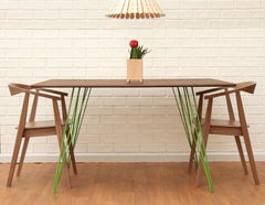Williams Hairpin Dining Rectangular Table Walnut Green