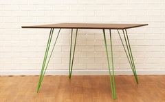 Williams Hairpin Dining Rectangular Table Walnut Green