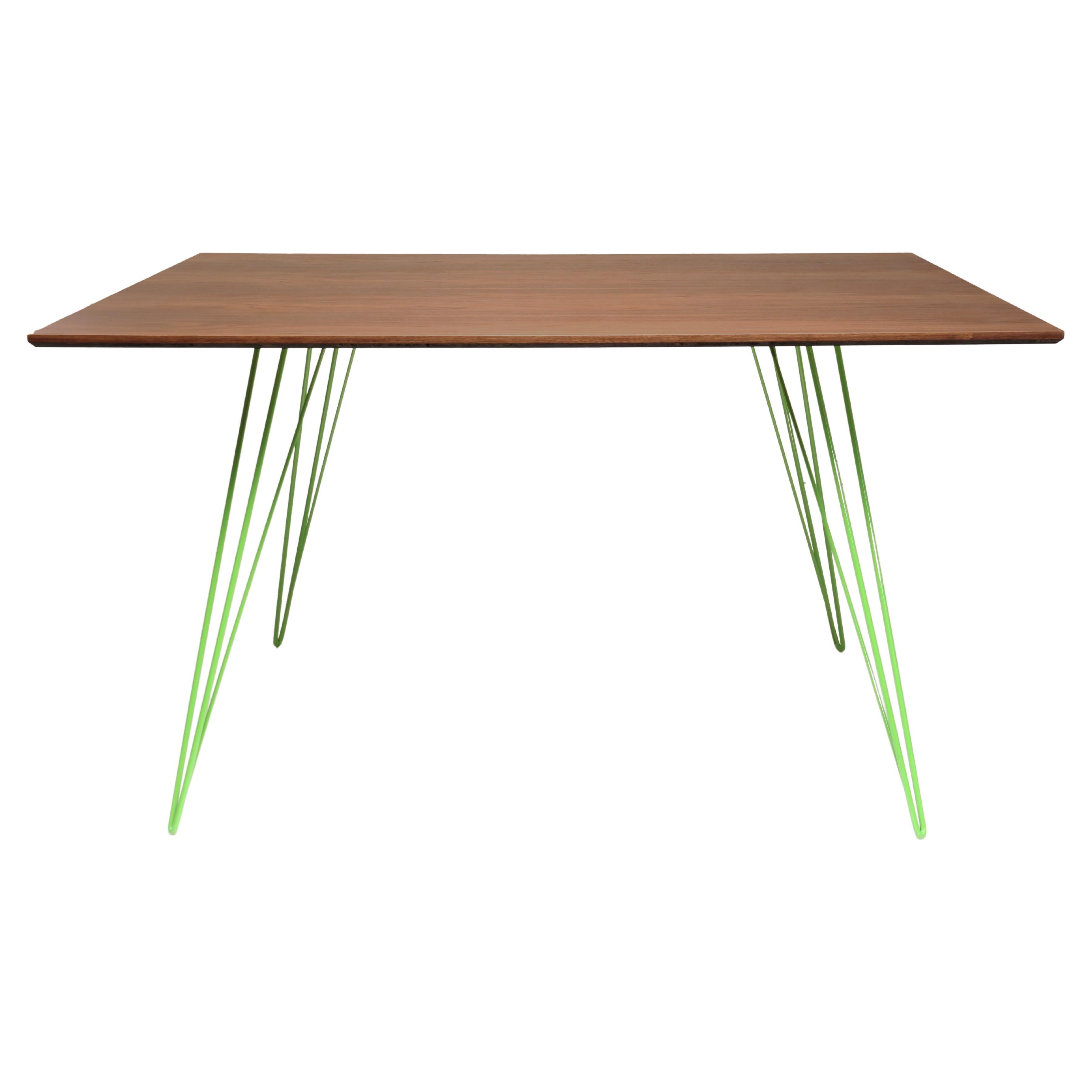 Williams Hairpin Dining Rectangular Table Walnut Green For Sale