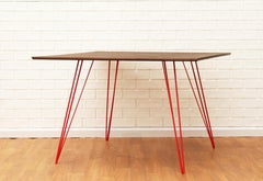 Williams Hairpin Dining Rectangular Table Walnut Red