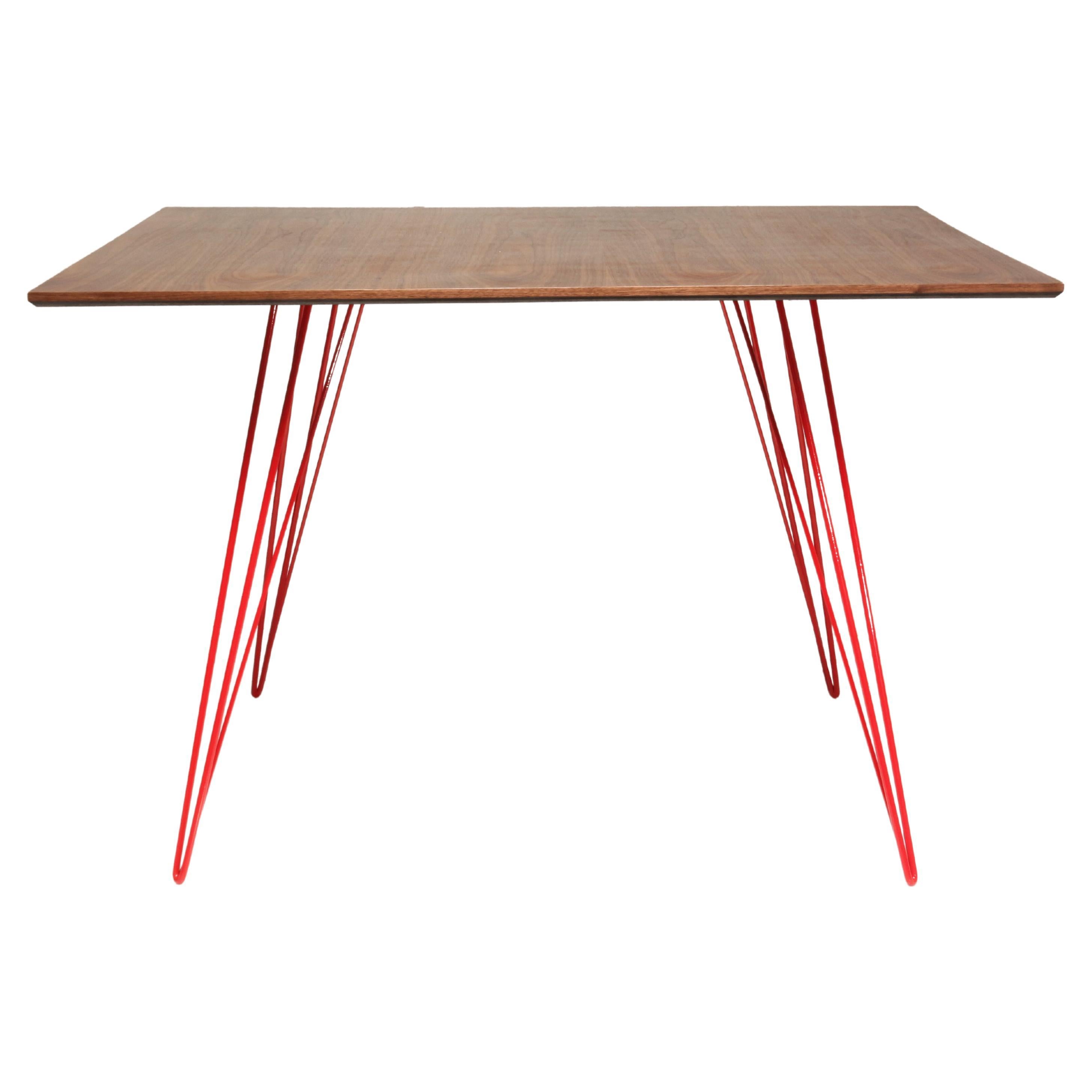 Williams Hairpin Dining Rectangular Table Walnut Red For Sale