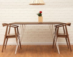 Williams Hairpin Dining Rectangular Table Walnut White