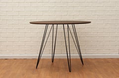 Williams Hairpin Dining Round Table Walnut Black