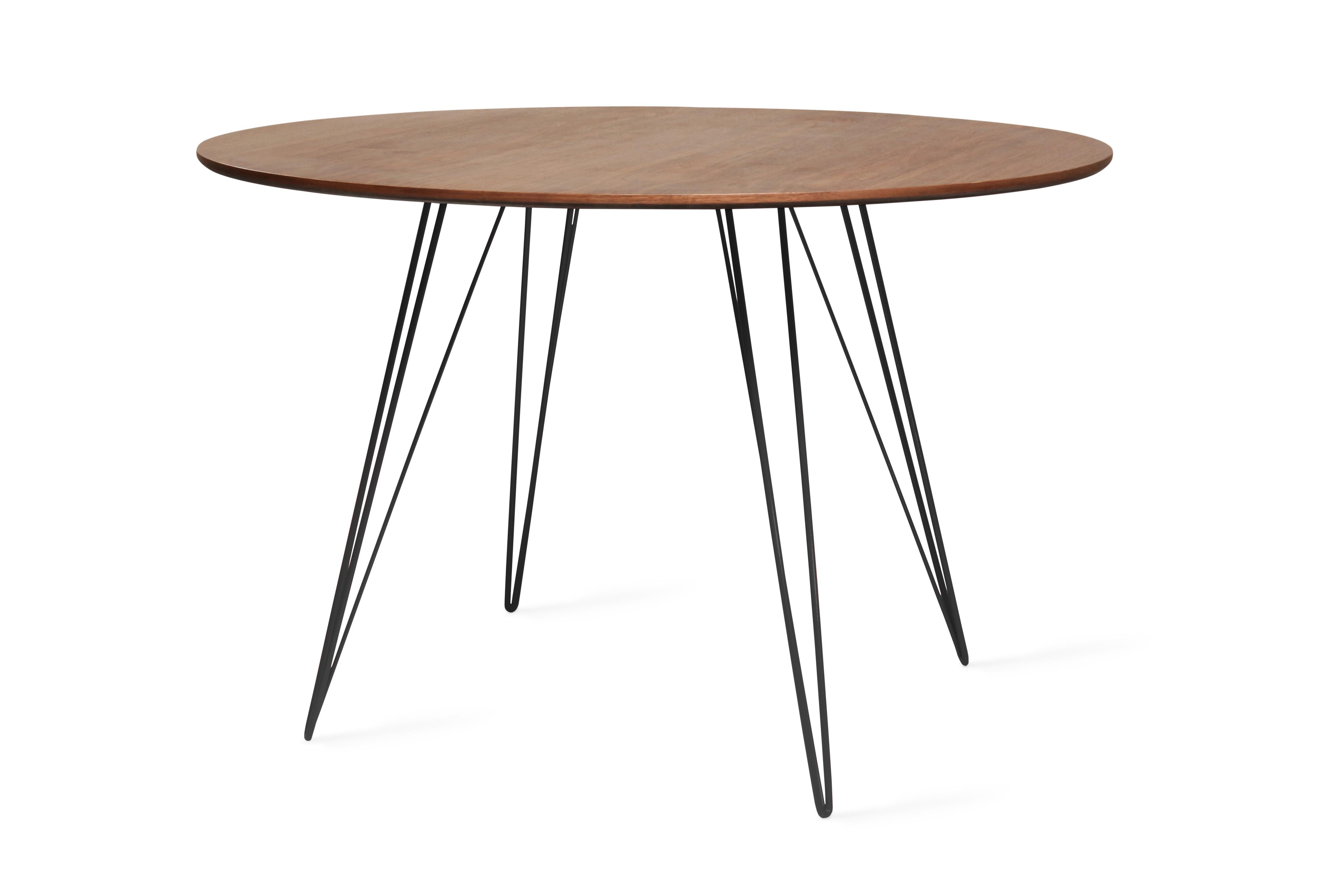 Mid-Century Modern Williams Hairpin Dining Round Table Walnut Black For Sale