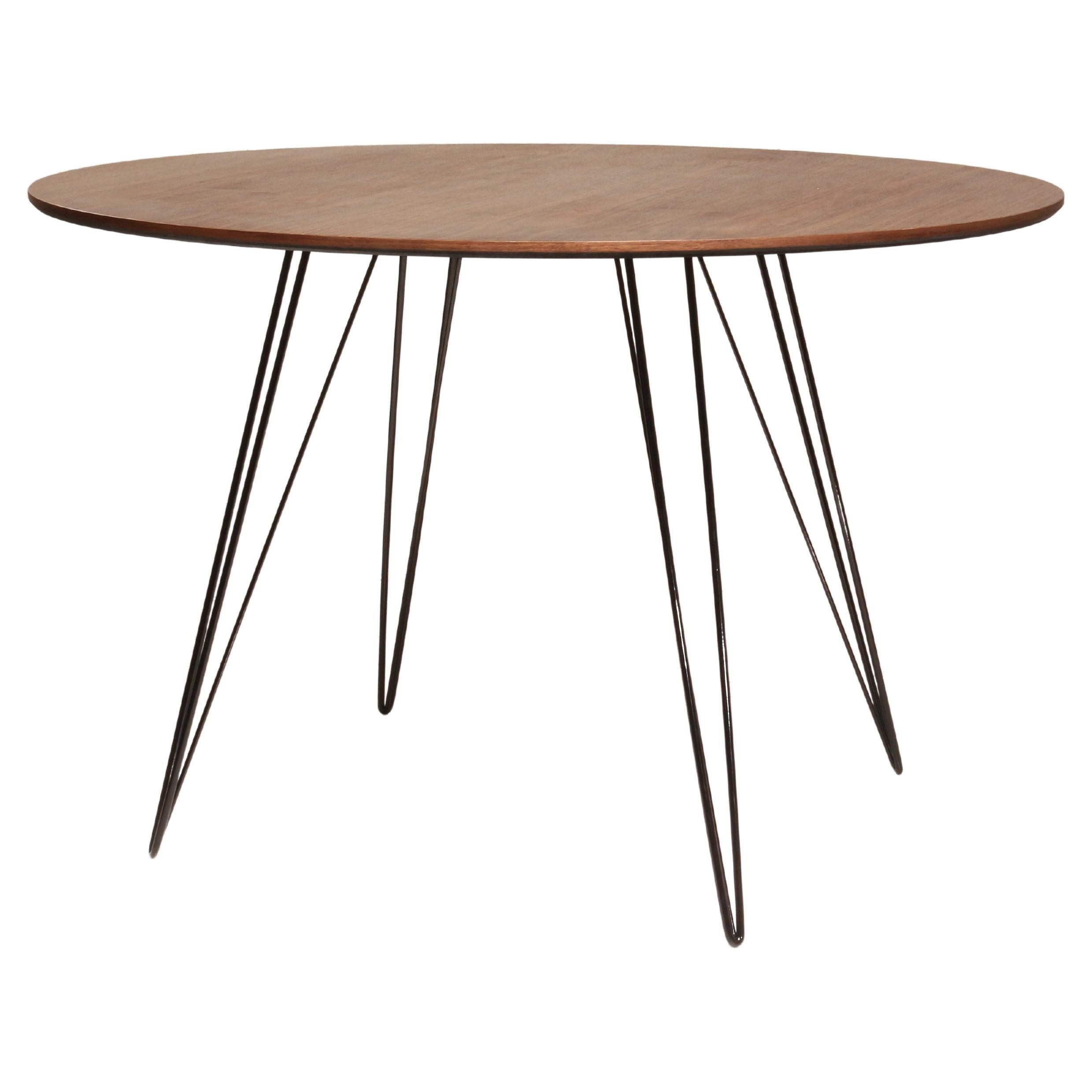 Williams Hairpin Dining Round Table Walnut Black For Sale