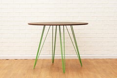 Williams Hairpin Dining Round Table Walnut Green