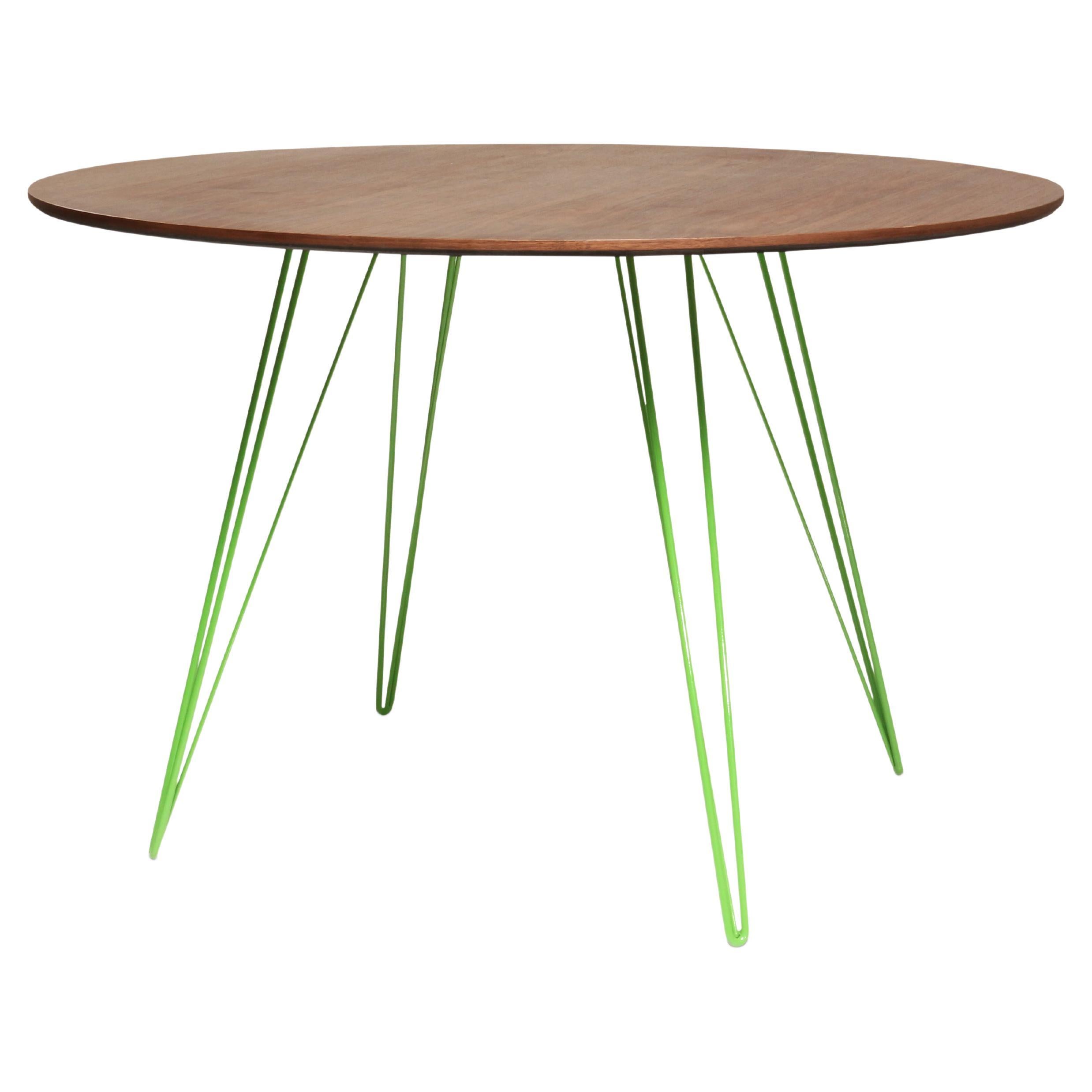 Williams Hairpin Dining Round Table Walnut Green For Sale