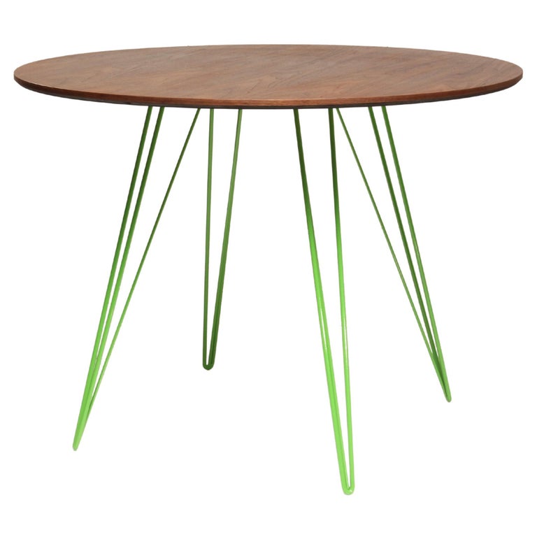 Williams Hairpin Dining Round Table Walnut Green For Sale at 1stDibs