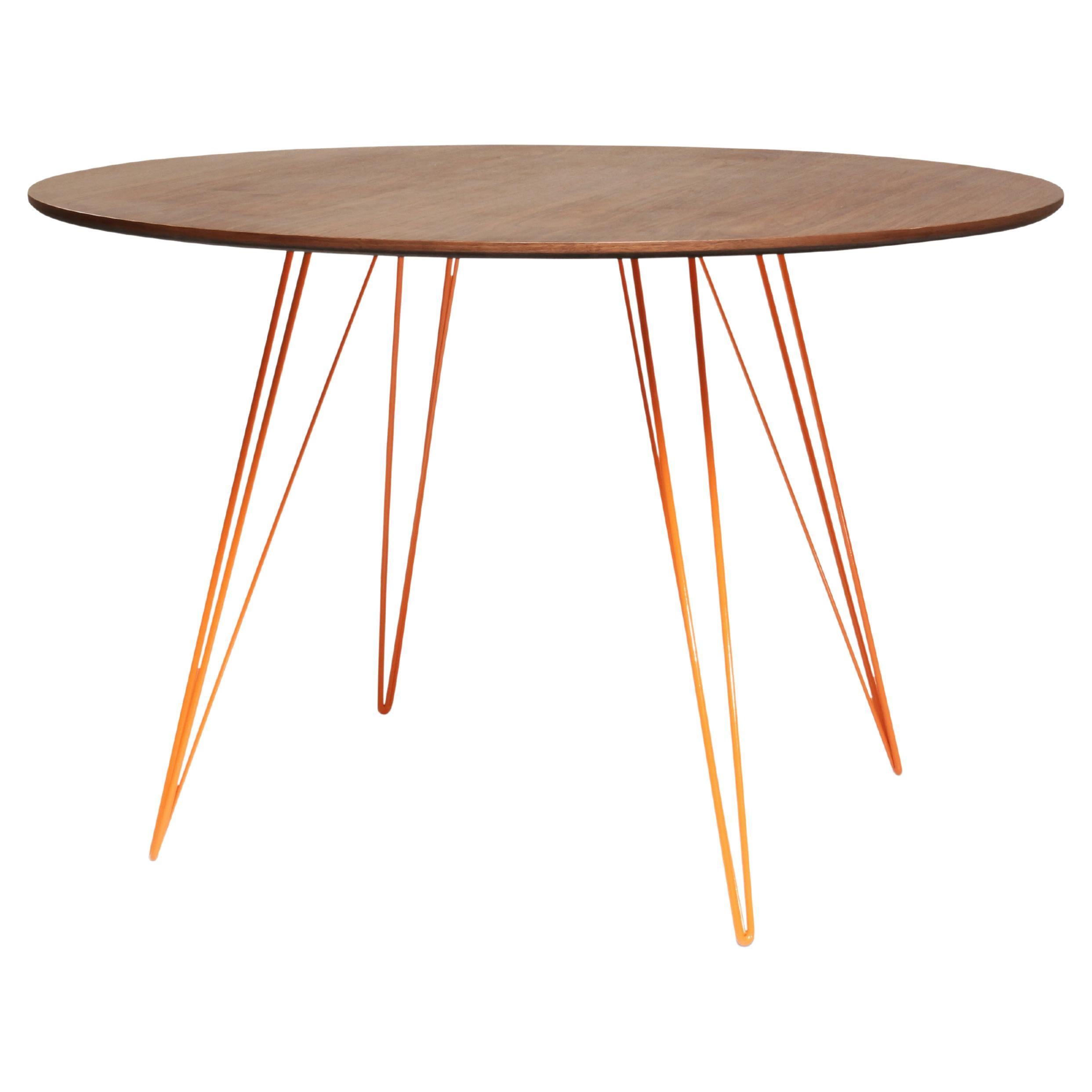 Williams Hairpin Dining Round Table Walnut Orange For Sale