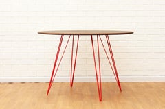 Williams Hairpin Dining Round Table Walnut Red