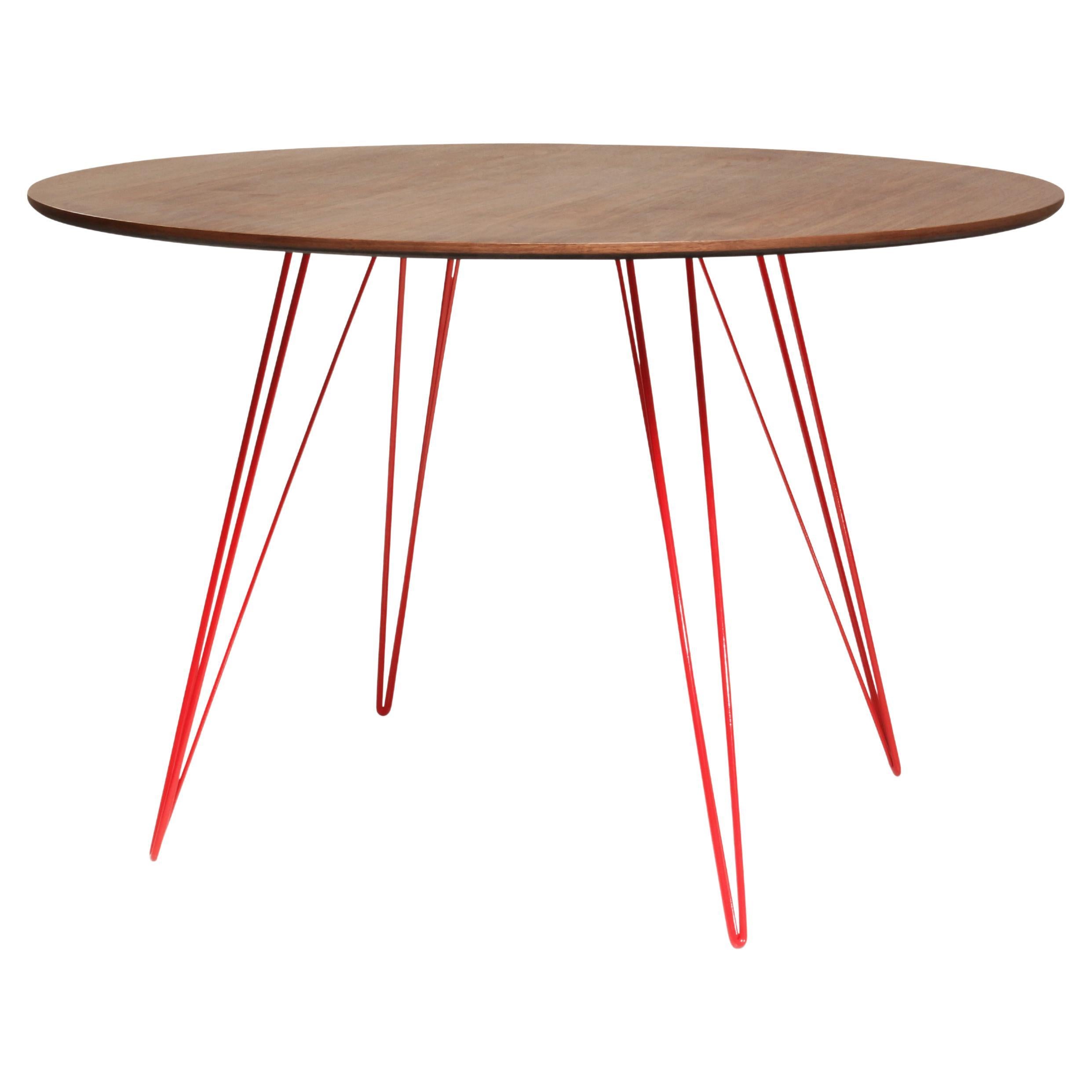 Williams Hairpin Dining Round Table Walnut Red