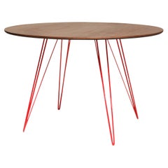 Williams Hairpin Dining Round Table Walnut Red