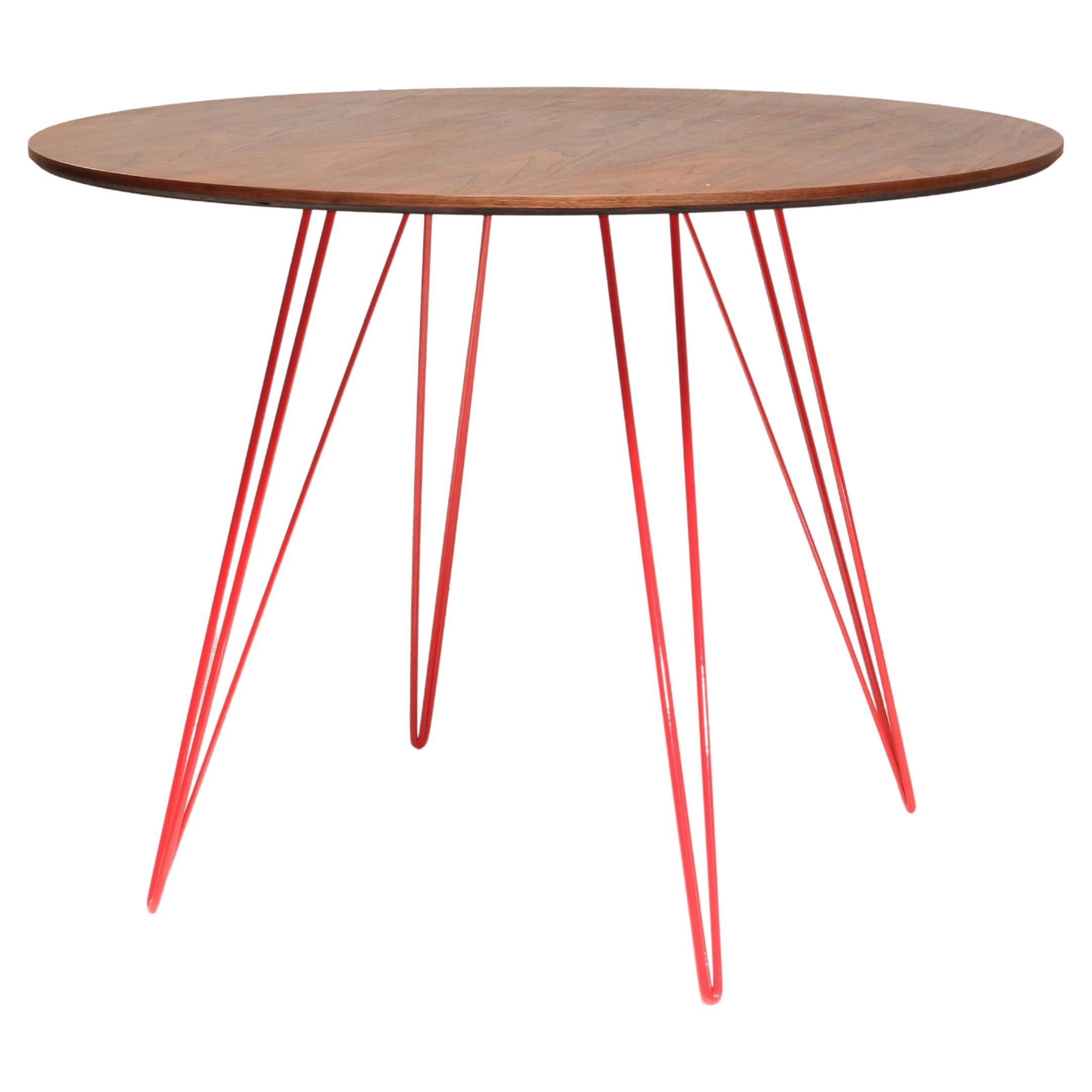 Williams Hairpin Dining Round Table Walnut Red