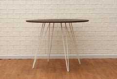 Williams Hairpin Dining Round Table Walnut White