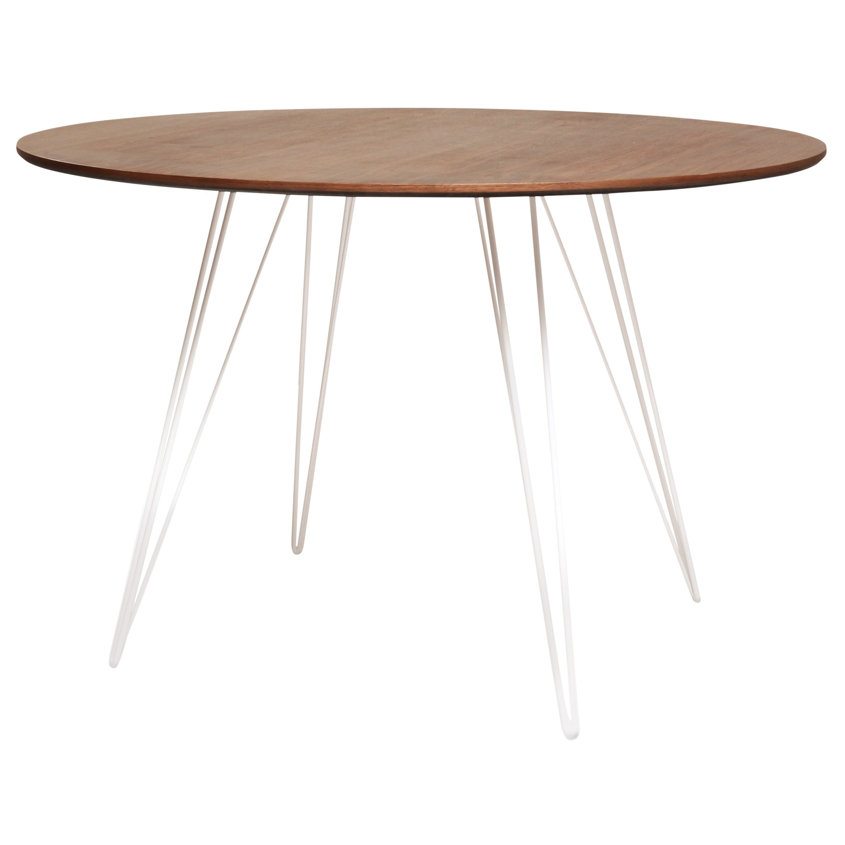 Table ronde de salle à manger à épingle à cheveux Williams en noyer blanc