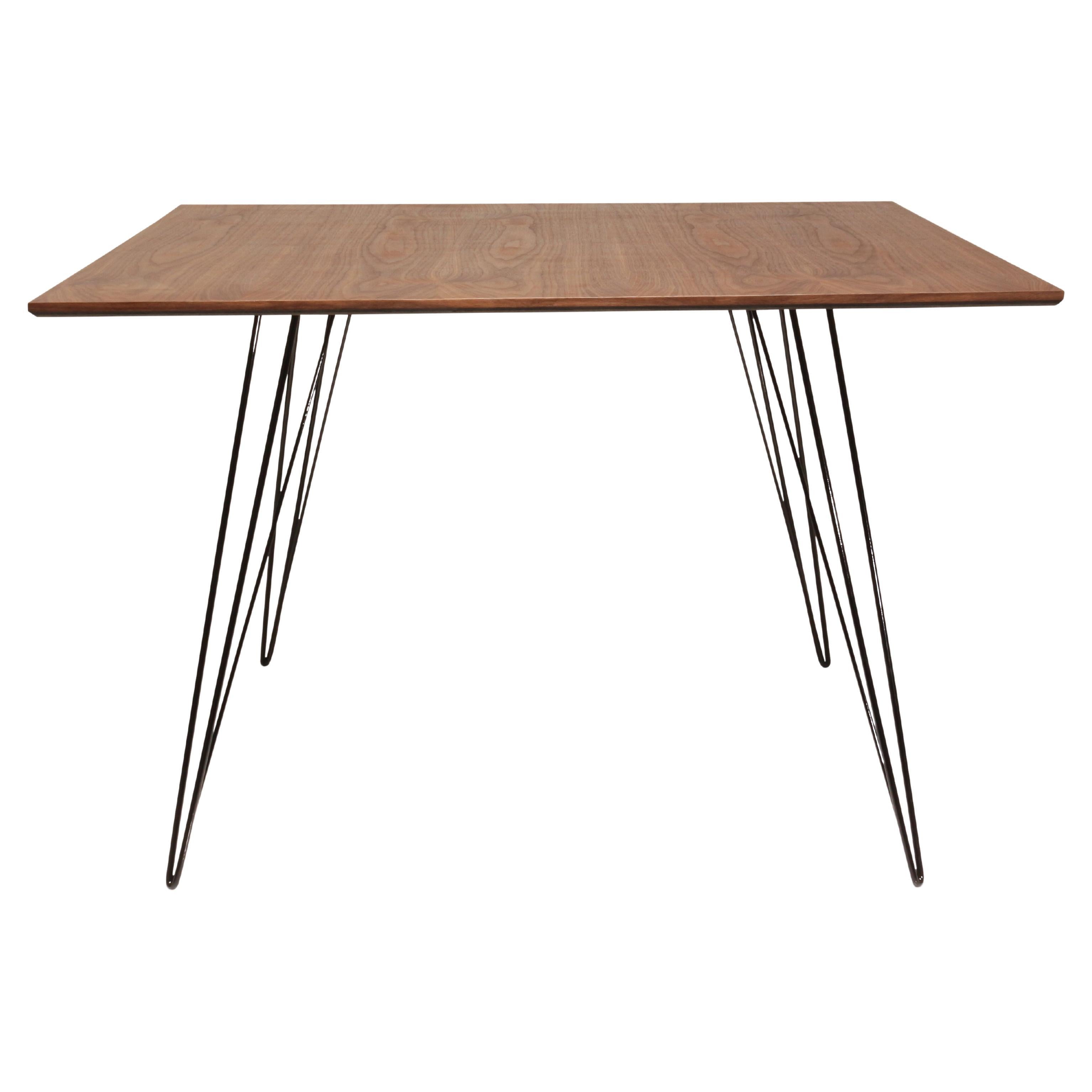 Williams Hairpin Dining Square Table Walnut Black