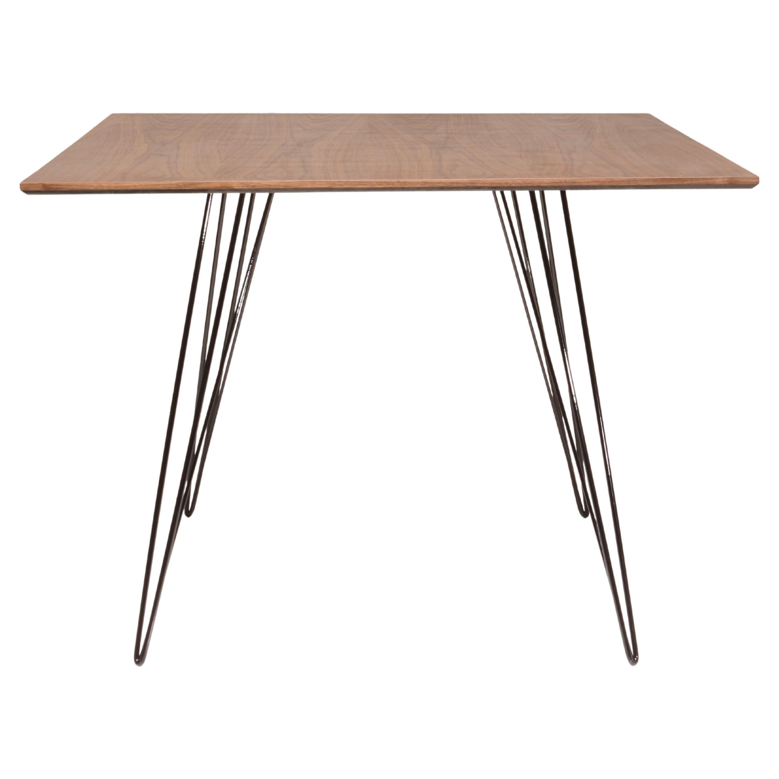 Williams Hairpin Dining Square Table Walnut Black