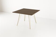 Williams Hairpin Dining Square Table Walnut Brassy Gold